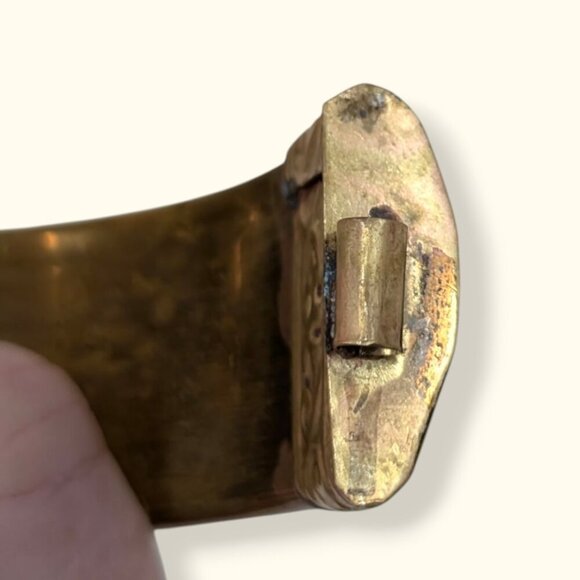 V. Blue Brass & Bone Locking Hinge Bracelet - Picture 5 of 8